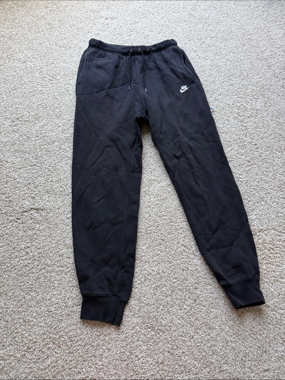 Nike Black Men's Jogger Sweatpants with White Swoosh